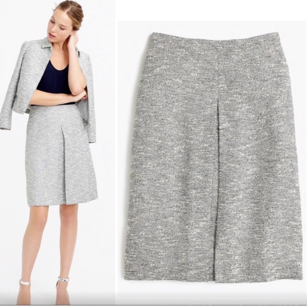 J Crew A-Line Skirt In Black and White Tweed